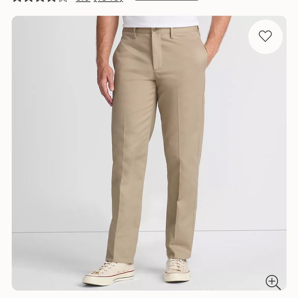 Lands End Non-Iron Khaki Plain Front Pants Sz35